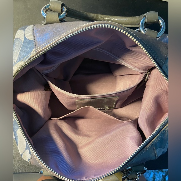 Coach Madison Sabrina Convertible Strap Satchel in Gray Op Art - Picture 8 of 10